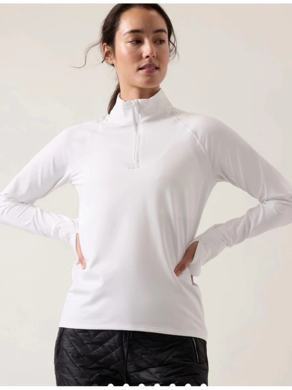 Athleta Whistler Half Zip White Track Jacket Secure Back Pocket Athlete M